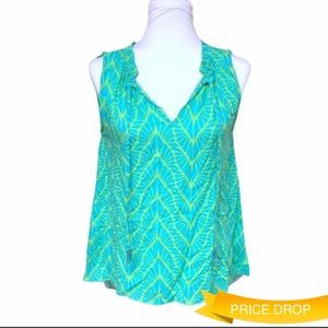 Escapada sleeveless blouse top teal beach beaded lightweight summer